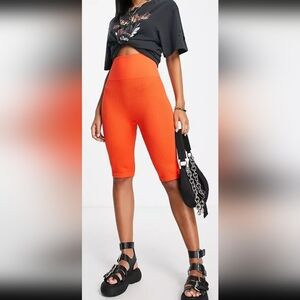 ASOS Stradivarius seamless ribbed legging shorts in orange